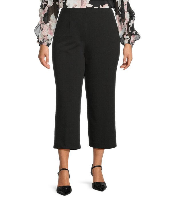 アンクライン レディース ボトムス 心地よいズボン下 ワイドレッグ 足し加える大きさ Anne Klein Plus High Rise Pull On Crop Wide Leg Pants Anne Black 黒いこと