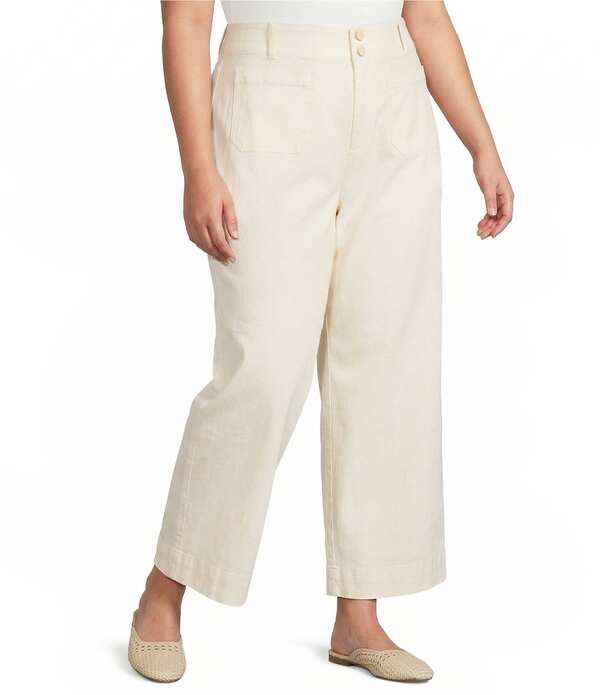シュガーリップス レディース ボトムス カジュアルパンツ ワイドレッグ プラスサイズ デニム Sugarlips Plusize Cerria High Rise Wide Leg Denim Pants Cream クリーム｜ReVida 店