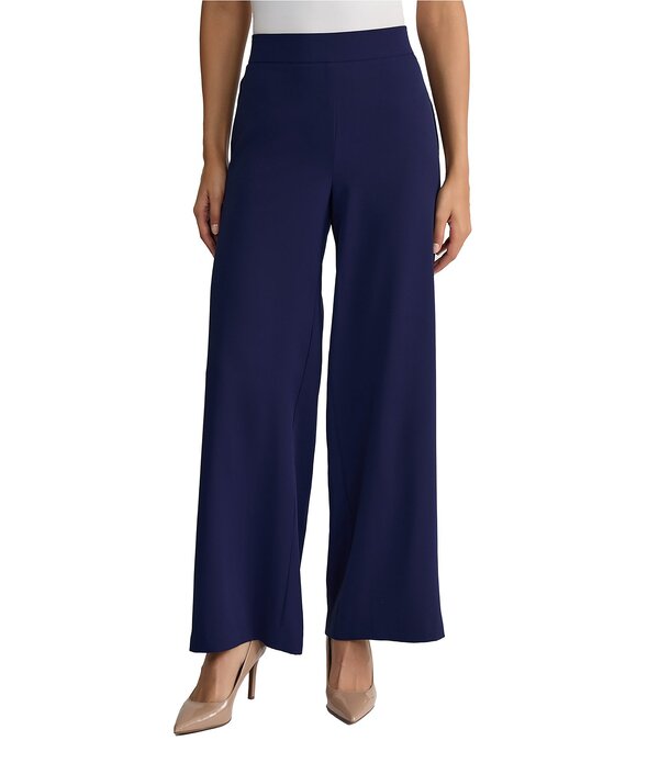 カスパール レディース ボトムス 心地よいズボン下 ワイドレッグ Kasper High Rise Fullength Wide Leg Pants Kasper Navy 米国海軍