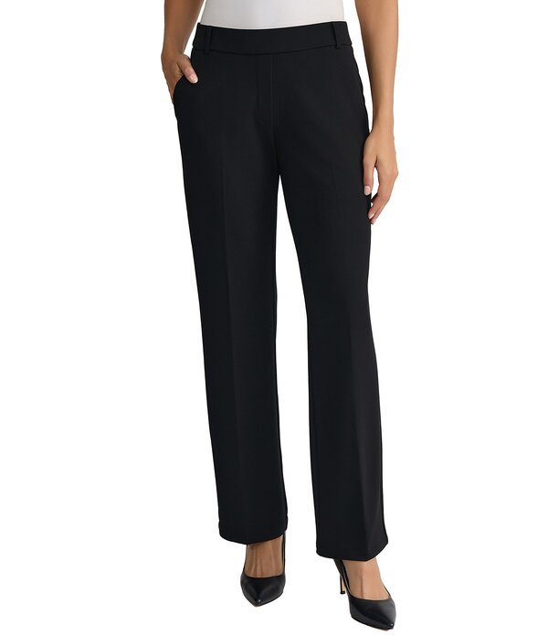 カスパール レディース ボトムス 心地よいズボン下 クレープチ アクアラング Kasper Petite Size Pull On Faux Fly Front Scuba Crepe Trouser Pants Black 黒いこと