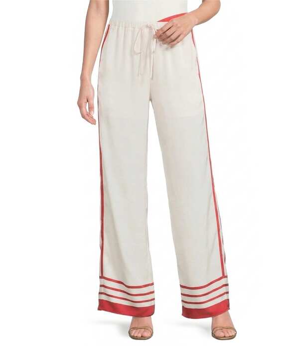 ルーシー光の都市 レディース ボトムス 心地よいズボン下 プチ 繻子 Lucy Paris Petite Size Whitney Satin Stripe High-Rise Coordinating Pants Cream 皮膚軟化剤