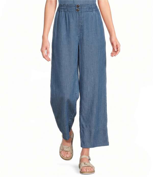 リヴァプール 天使の都市 レディース ボトムス 心地よいズボン下 ワイドレッグ Liverpoolos Angeles High Rise Double Button Wide Leg Pantsunlit Blue 青碧
