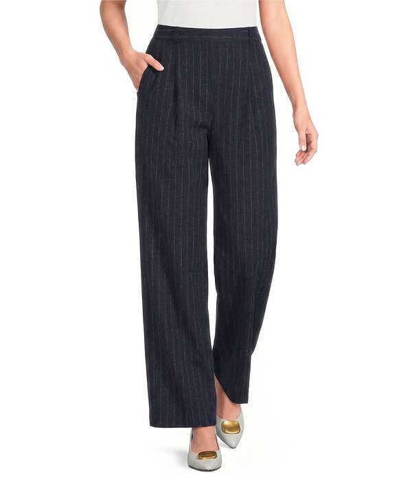 ダナキャラン レディース ボトムス 心地よいズボン下 引っ切り無い DKNY by Donna Karan Coordinating Boucle Straight Leg Pants Navy/Hampton Blue 米国海軍
