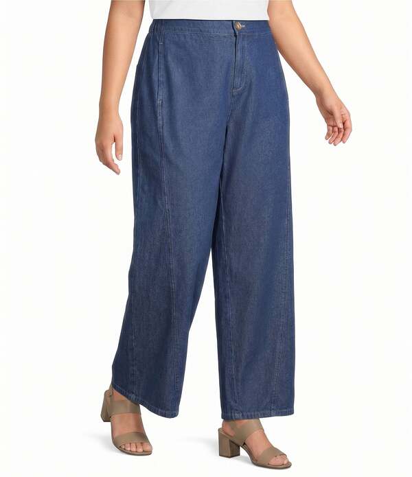 アンクライン レディース ボトムス 心地よいズボン下 ワイドレッグ つけ加える大きさ Anne Klein Plus Wide Leg With Curved Side Seams Aries Wash