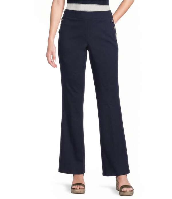 長い巻き毛 ラガーフェルド レディース ボトムス 心地よいズボン下 ワイドレッグ KARLAGERFELD PARIS Flat Front Wide Leg Sailor Pants Naval Academy