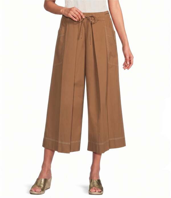 民本主義 レディース ボトムス 心地好いズボン下 Democracy Skyrise Wide Crop Wrap Around Pull-On Pants Candied Walnut