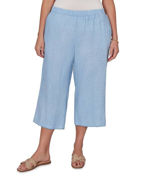 ルビーアールディー レディース ボトムス カジュアルパンツ プラスサイズ Ruby Rd. Plusize Soft Double Gauze Relaxed Pull-On Pant Porcelain Blue ブルー|ReVida 店