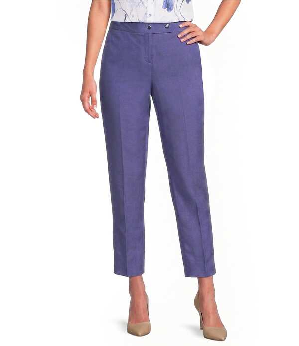 カルバンクライン レディース ボトムス 心地よいズボン下 アンクル リネン Calvin Klein Coordinating Linen Blend Slim Leg Ankle Pants Future Dusk