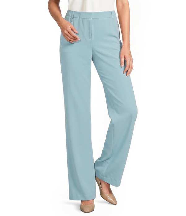 ダナキャラン レディース ボトムス 心地よいズボン下 引っ切りない DKNY by Donna Karan Coordinating Tropical Modern Fit Flat Front Straight Leg Pants Cameo Blue 青碧