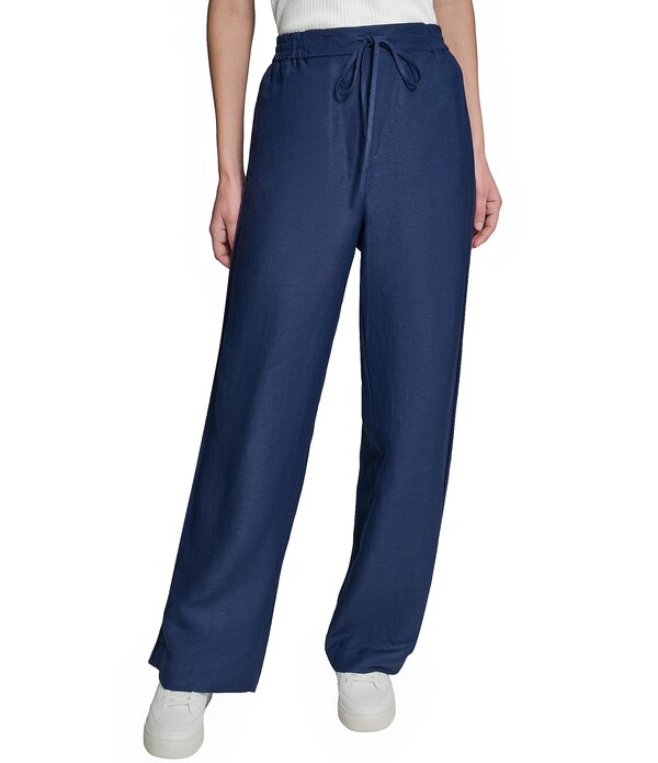長い巻き毛 ラガーフェルド レディース ボトムス 心地よいズボン下 ワイドレッグ KARLAGERFELD PARIS Drawstring Wide Leg Pants Naval Academy