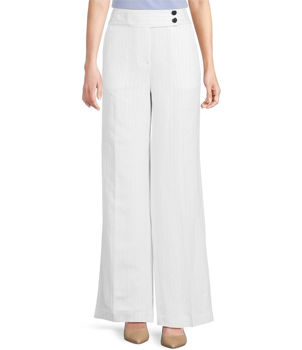 カルバンクライン レディース ボトムス 心地よいズボン下 ワイドレッグ リネン Calvin Klein Coordinating Linen Blend Wide Leg Pants White Stony 白いこと