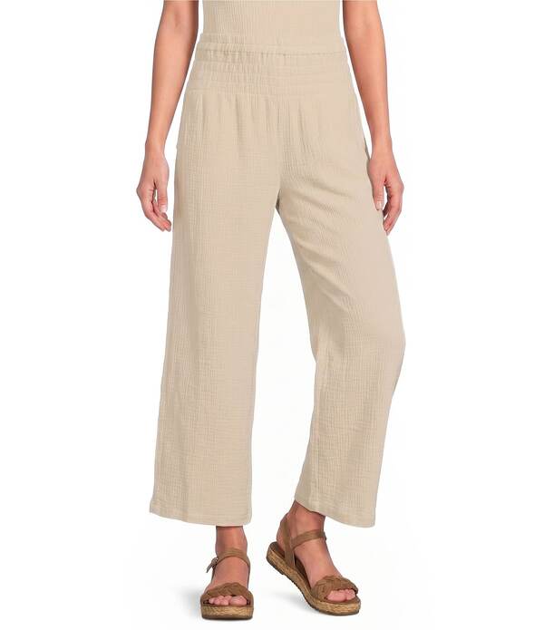 蟻 マイルス レディース ボトムス 心地よいズボン下 クロップド Ali Miles Woven Wide-Leg Pull-On Cropped Pants Khaki カーキ