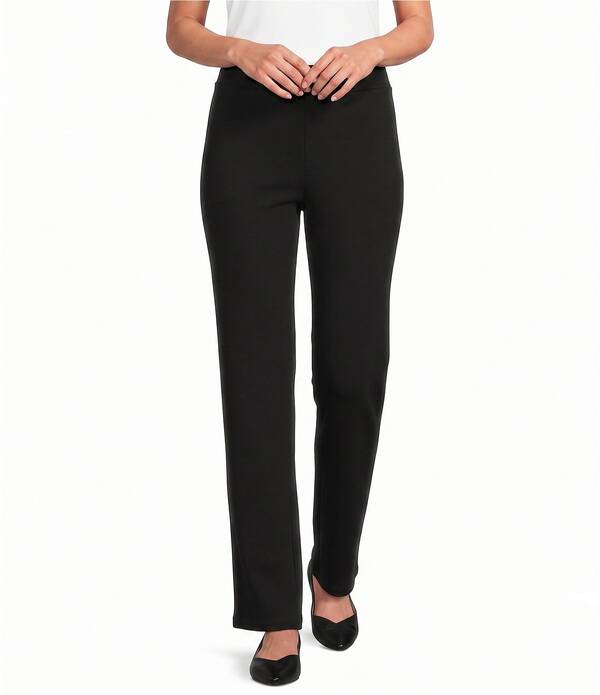 アリソン デイリー レディース ボトムス 心地好いズボン下 引っ切り無い 編み物 Allison Daley Pull-On Waistraight Leg Knit Pants Black 黒いこと
