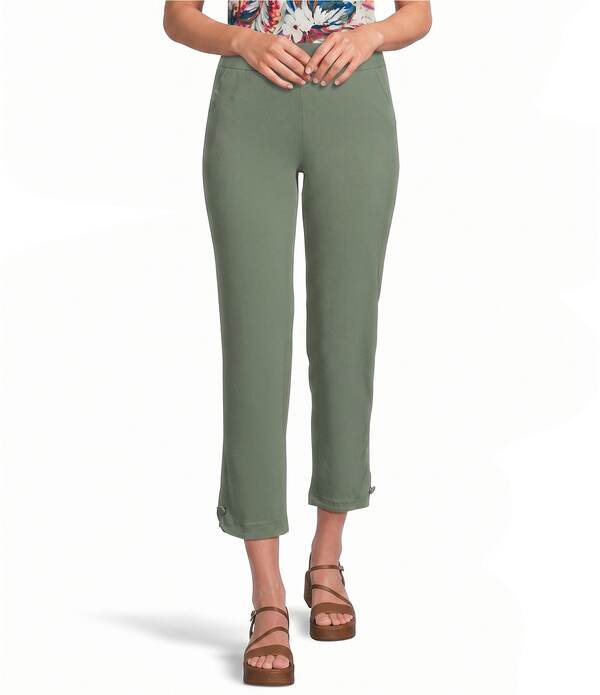 アリソン デイリー レディース ボトムス 心地好いズボン下 引っ切り無い プチ Allison Daley Petite Size Stretch Pull-On Straight Leg Cropantspring Sage サルヴィア