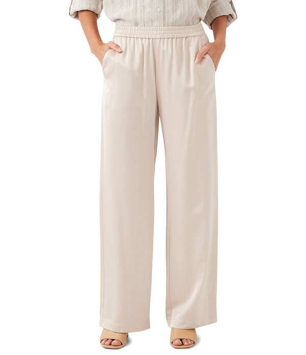 カレンケーン レディース ボトムス 心地好いズボン下 ワイドレッグ 繻子 Karen Kane Coordinating Satin High Rise Wide Leg Pants Khaki カーキ