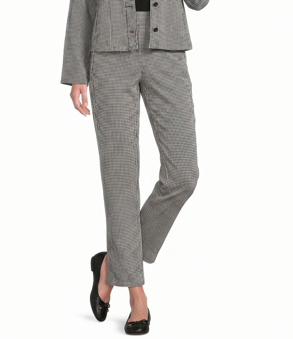 エイリーンフィッシャー レディース ボトムス 心地好いズボン下 綿織物 アンクル Eileen Fisher Organicotton Pucker Check Elastic Waistapered Ankle Pants Black/White 白いこと