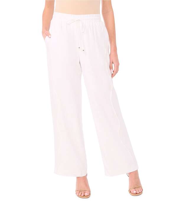 セセ レディース ボトムス 心地好いズボン下 ワイドレッグ CeCelastic Tie Waist Wide Leg Pants Ultra White 白いこと