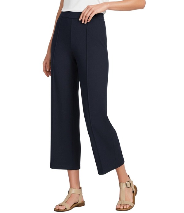 マルチプルズ レディース ボトムス 心地好いズボン下 クロップド Multiples Wide-Leg Pintuck Pull-On Cropped Pants Midnight