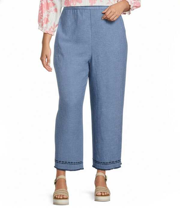 アリ マイルス レディース ボトムス カジュアルパンツ プラスサイズ 刺繍 Ali Miles Plusizembroidered Frayed Hem Pull-On Pants Medium Denim デニム|ReVida 店