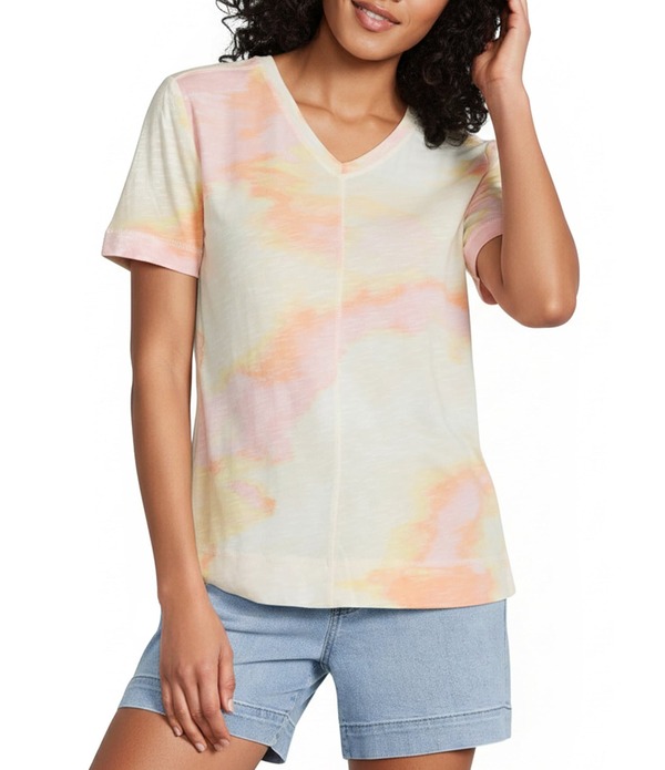 酉の方角跳ねかえる レディース トップス ティーシャツ Vのど首 プチ Westbound Petite Size Short Sleeve V-Neck Top Sunrise Haze