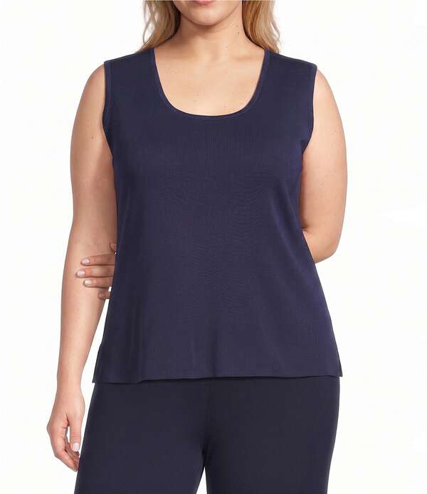 ミンウォン レディース トップス シャツ プラスサイズ ノースリーブ Ming Wang Pluscoop Neck Sleeveless Tank Indigo インディゴ｜ReVida 店 33,020円