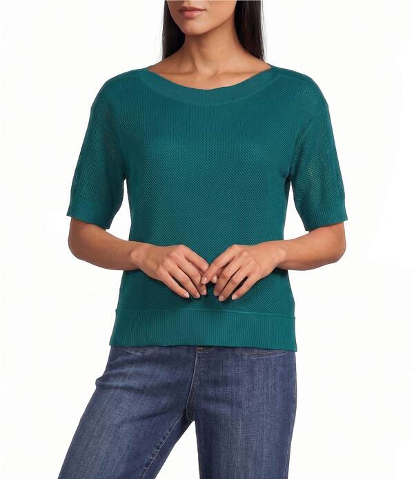 酉の方角跳ねあがる レディース トップス プルオーバー プチ Westbound Petite Size Short Sleeve Boat Neck Top Alexandrite