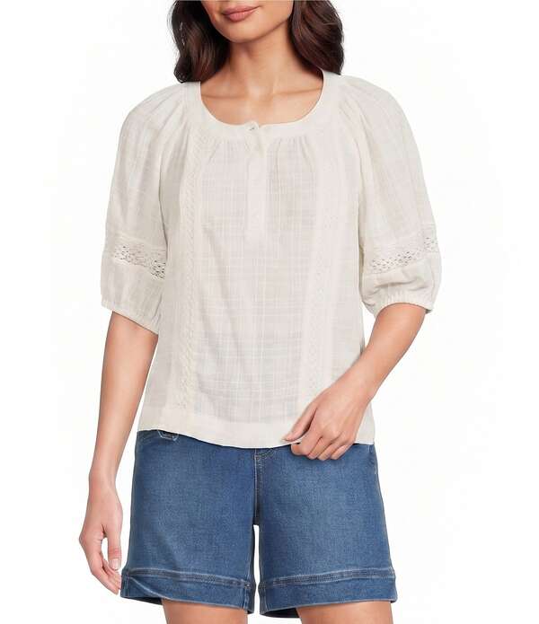 ウエストバウンド レディース トップス シャツ プチ Westbound Petite Size Short Sleeve Boat Neck Top White ホワイト｜ReVida 店