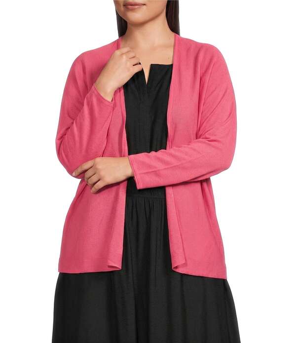 インベストメンツ レディース アウター 編み物・ティーシャツ 足し加える大いさ ジレー Investments Plusize 3/4 Dolman Sleeve Open Front Cardigan Camellia Rose