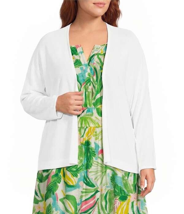 インベストメンツ レディース アウター 編み物・ティーシャツ 足し加える大いさ ジレー Investments Plusize 3/4 Dolman Sleeve Open Front Cardigan White 白いこと