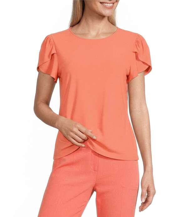 プレストンアンドヨーク レディース トップス Tシャツ クルーネック ニット Preston & York Arianna Shortulip Sleeve Crew Necknit Shirt Melon｜ReVida 店
