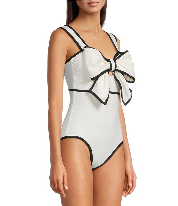 ギブソンアンドラティマー レディース トップス 衣装 Gibson \u0026 Latimer Signature Sculpt Solid Bow Front One Piece Swimsuit Ivory 象牙色