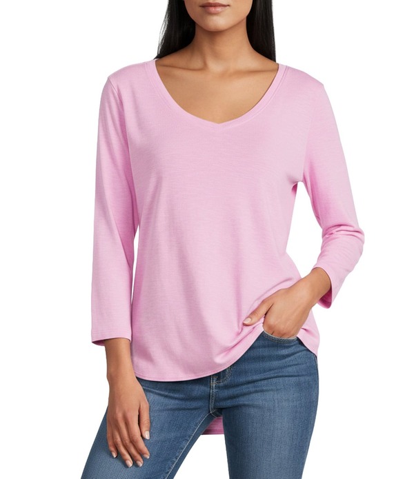 トッミーバハマ レディース トップス ティーシャツ Vのど首 Tommy Bahamashby Isleslub Rib V-Neck 3/4 Sleeve Tee Lilachiffon 紫はしどい