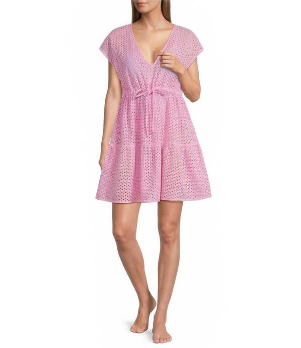 トッミーバハマ レディース トップス 衣裳 Vのど首 綿織物 Tommy Bahama Organicotton Eyelet Cove V-Neck Swim Cover-Up Dress Lilachin 紫はしどい