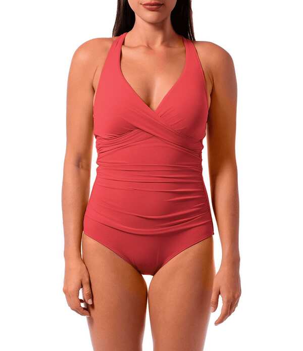 ジャントゼン レディース トップス 衣装 Vのど首 Jantzen Solid Amelie Surplice V-Neck Underwire Tummy Control Wrap One Piece Swimsuit Jantzen Red 赤いこと