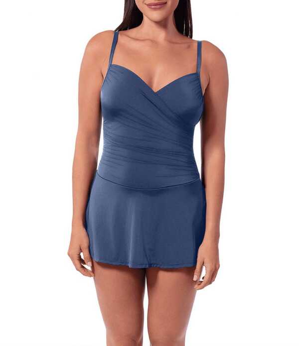 ジャントゼン レディース トップス 衣裳 Jantzen Sol Sweetheart Neck Tummy Control Flirty Swimdress Patheon Blue 青碧