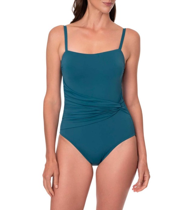 ジャントゼン レディース トップス 衣装 Jantzen Solidonna Wrap Shirred Tummy Control One Piece Swimsuit Depths