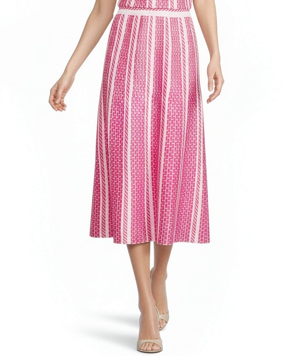 ミンウォン レディース 下つ方スコート A 伝達ルート MIDI 編み物 Ming Wang Coordinating Multi-Pattern Soft Knit A-Line Midi Skirt Carmine Rose/Perfect Pink さくら色