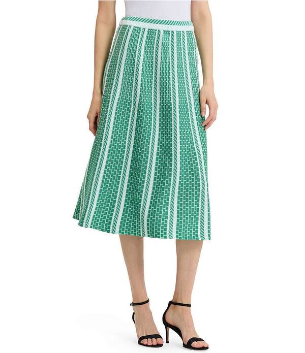 ミンウォン レディース 下つ方スコート A 伝達ルート MIDI 編み物 Ming Wang Coordinating Multi-Pattern Soft Knit A-Line Midi Skirt Kelly Green/Ivory 象牙色