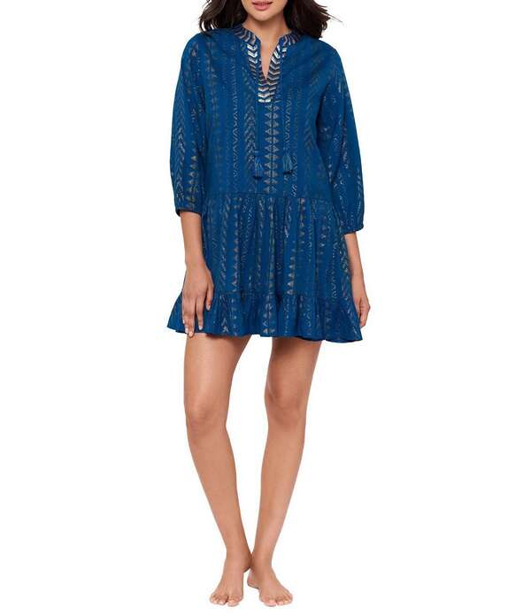 不思議なこと背広 レディース トップス 衣装 Vのど首 刺しゅう Miraclesuit Shimmer Gold Jacquard Embroidered Split V-Neck Beach Dresswim Cover-Up Twilight ゴールド