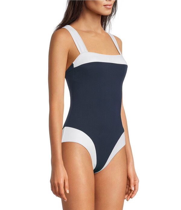 ギブソンアンドラティマー レディース トップス 衣装 Gibson \u0026 Latimer Cannes Color Block 4-Way Stretch Bandeau One Piece Swimsuit Navy 米国海軍