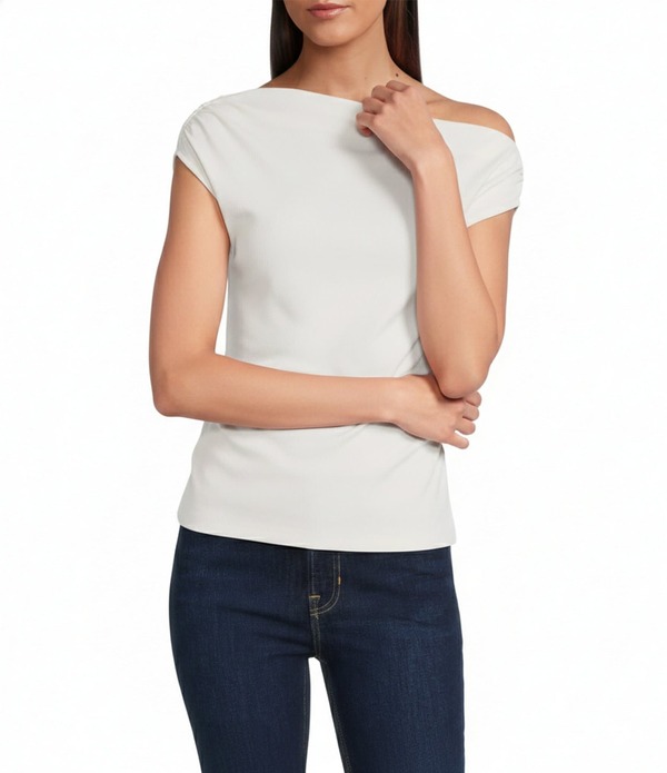 スパンク レディース トップス ティーシャツ ギャザー 肋材 編み物 Spanx Ribbed Knit Off-The-Shoulderuched Top Linen