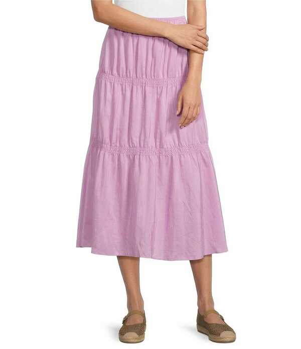 エイリーンフィッシャー レディース 下つ方スコート ティアード 絹地 シャーリング Eileen Fisher Coordinating Washed Silk Smocked Tiered Skirt Bright Aster