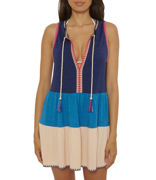 ラッキーブランド レディース トップス 衣装 ティアード ミニ Lucky Brand Lagos Color Block Tiered Cover Up Mini Dress Peacock