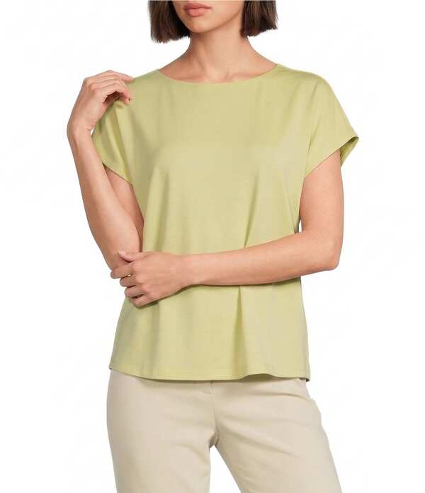 インベストメンツ レディース トップス ティーシャツ 旗がしら 編み物 Investments Cap Sleeve Boat Neck Rory Knitee Pale Banana