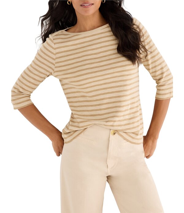 ニックアンドゾー レディース トップス ティーシャツ 編み物 nz by NIC + ZOE Stripe Knit Boat Neck 3/4 Sleeve Tee Neutral Multi マルチ色つや