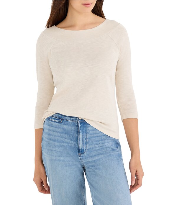 ニックアンドゾー レディース トップス プルオーバー nz by NIC + ZOE Ballet Boat Neck 3/4 Sleeve Tee Coconut