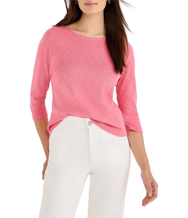 ニックアンドゾー レディース トップス ティーシャツ nz by NIC + ZOE Ballet Boat Neck 3/4 Sleeve Tee Raspberry