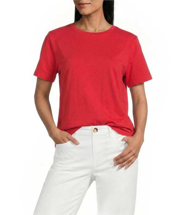 酉の方角刎ね上がる レディース トップス ティーシャツ 労働者の一団のど首 Westbound Perfect Outfit Picksolid Short Sleeve Crew Neck Top Racing Red 赤いこと