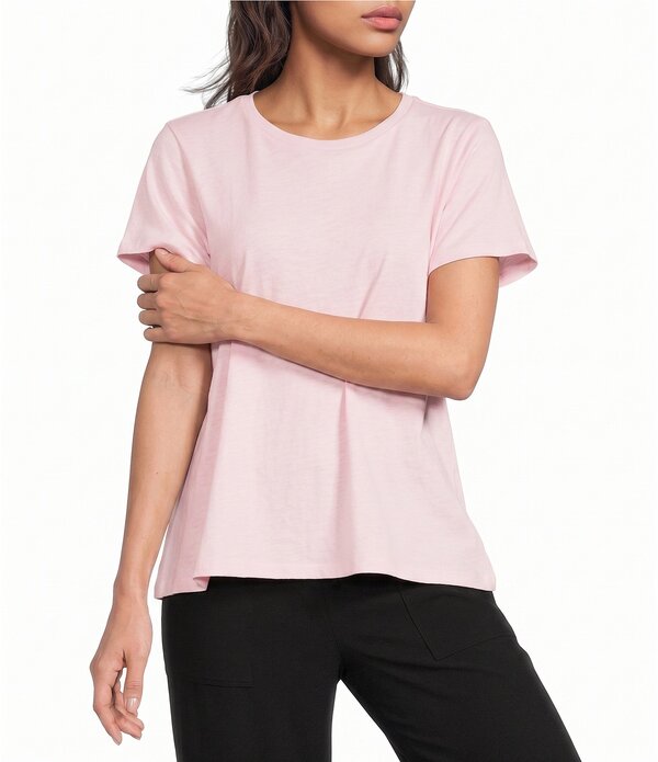 エイリーンフィッシャー レディース トップス プルオーバー 労働者の一団のど首 綿織物 プルオーバー Eileen Fisher Organicotton Slubby Jersey Crew Neck Short Sleeeve Tee Crystal Pink サクラ色