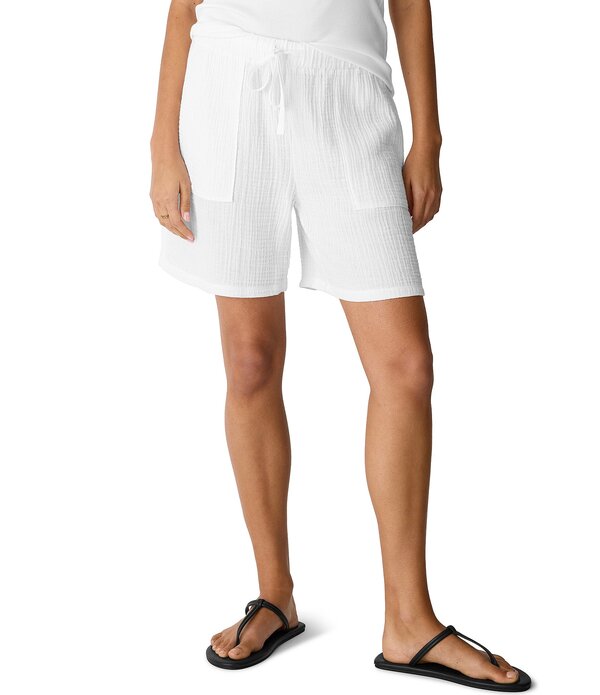 エイリーンフィッシャー レディース ボトムス 二分の一ズボン下・さる股引き 遊撃手ズボン下 Eileen Fisher Gauzy Double Weave Relaxed Pull-On Shorts White 白いこと
